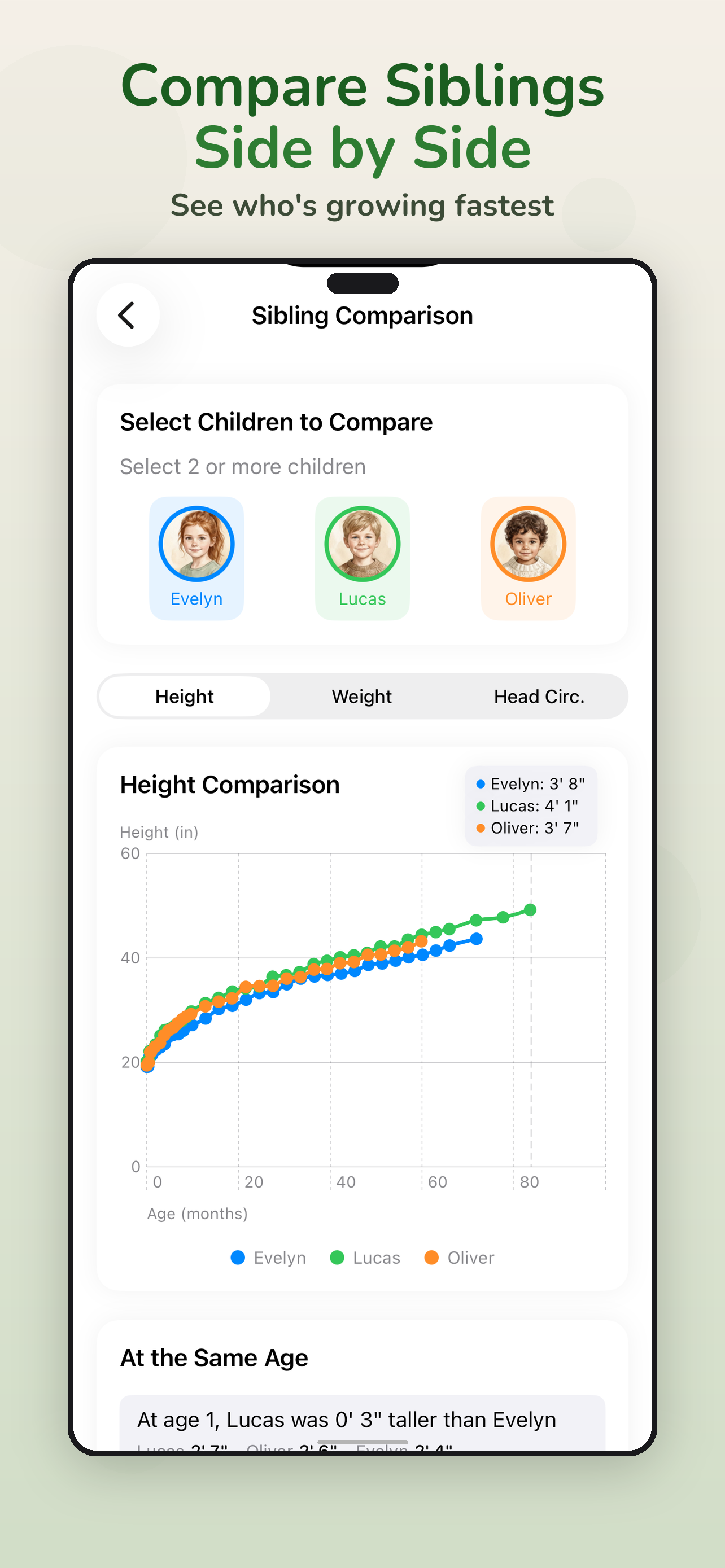 Compare siblings side by side