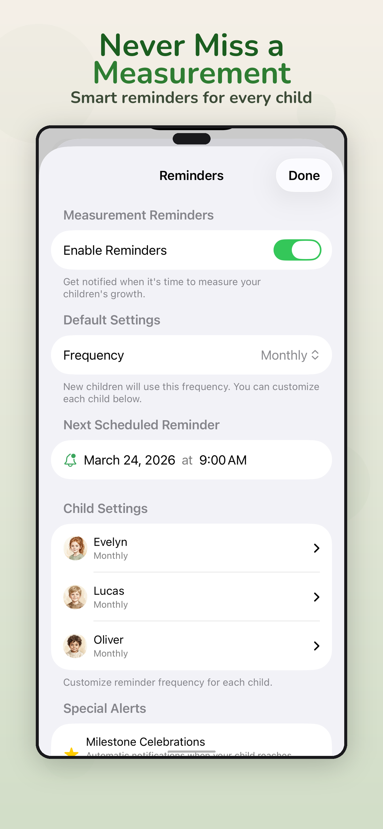 Smart measurement reminders